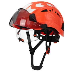 CE Bright Color Carbon Fiber Safety Helmet  w/ Double Goggles ABS Protective Equipment Helmets Engineer Construction Hard Hat