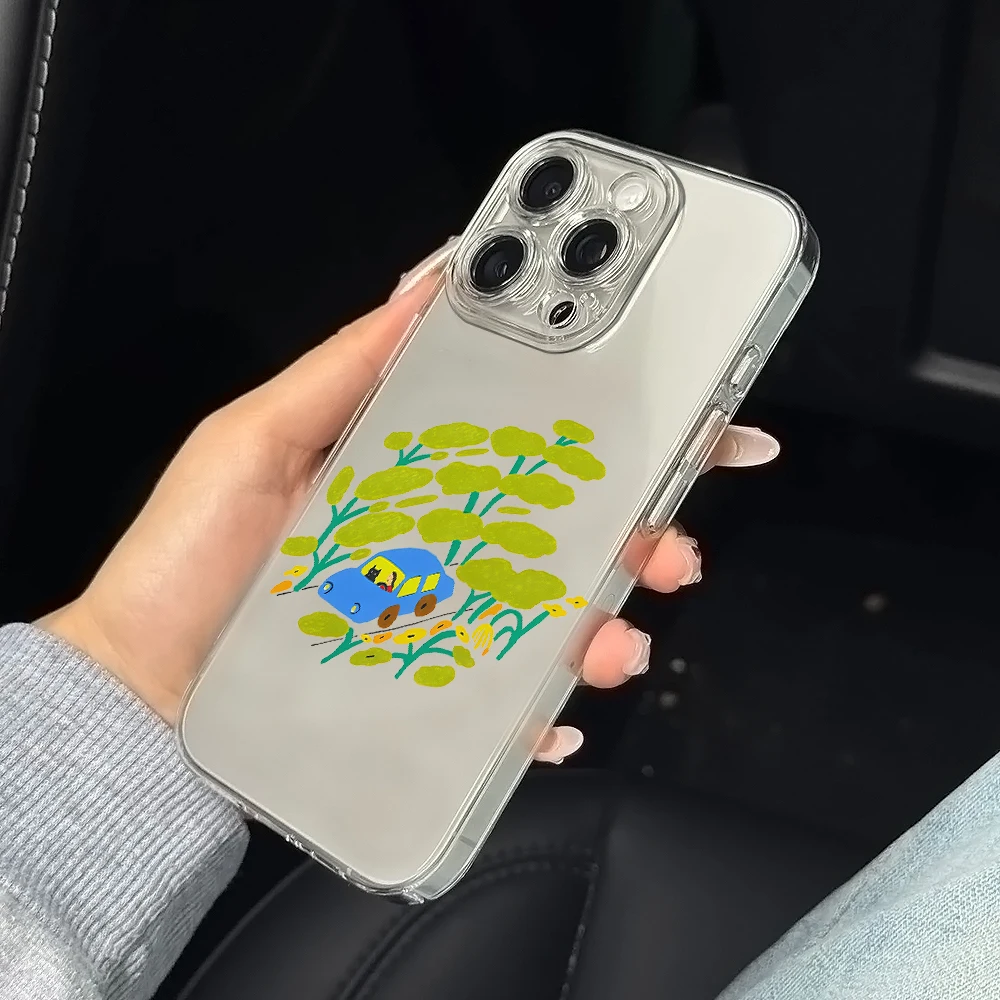 Forest car Silicone Phone Case for IPhone 17 16 15 14 13 12 11 Pro Xs Max Air Mini 7 8 6 6s Plus SE 2020 2022 Cover