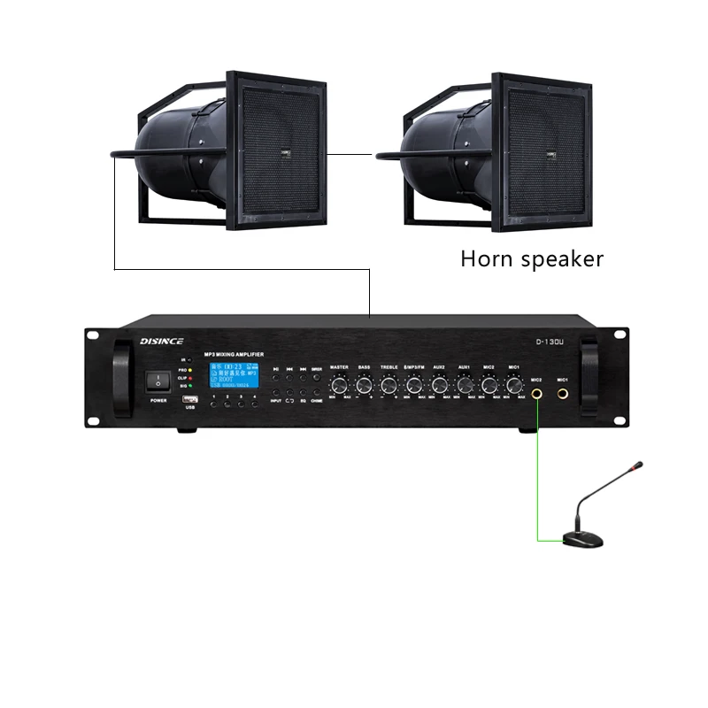 260W 블루투스 믹서 전력 증폭기 70V 100V 4Ω-16Ω 출력