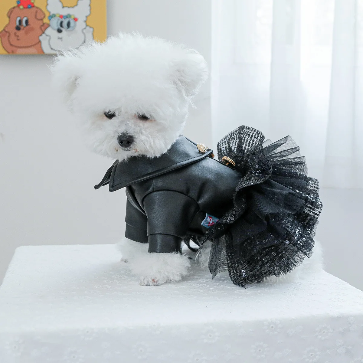 Luxury Brand Dog Clothes Puppy Princess Black Leather Waterproof Autumn Winter Pet Outfit Girl Boy Coat XS XL Elegant Costumes