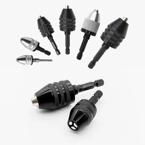 Drill Chuck Keyless Screwdriver Impact Driver Adaptor Electric Micro Motor Clamp Mini Chuck Fixture Hex Shank Drill Bits Adapter