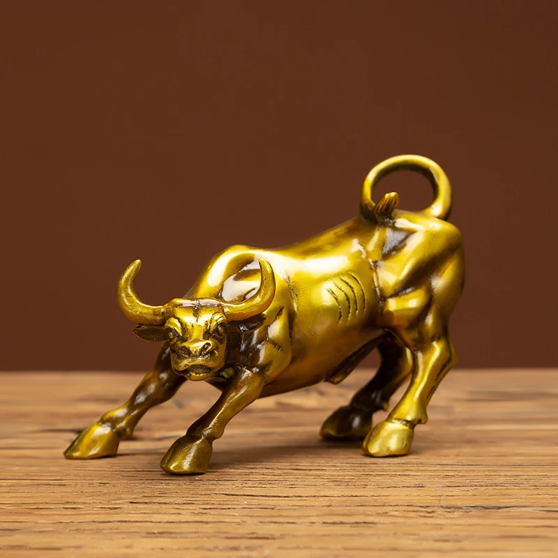 Wall Street bronze ornament, large pure copper bull, a symbol of prosperity, suitable for home, living room, shop, office d