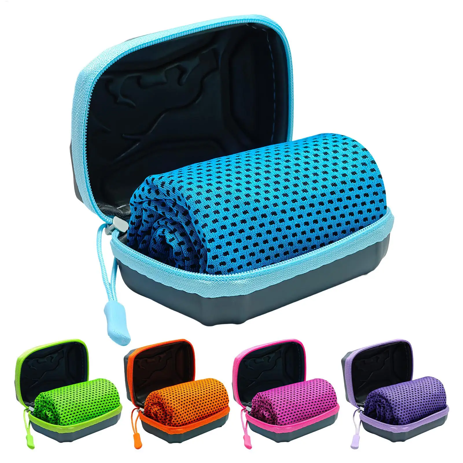 Cooling Towel 12x31 Inch Quick Drying Sports Ice Neck Wrap with Storage Box for Summer Gym Workout Running Beach Golf Travel