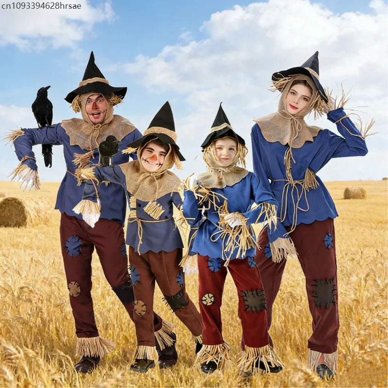 

Scarecrow Role-Playing Patchwork Costume for Adult enfant Cospaly Carnival Party Stage Performance Clown Circus Fancy Dress