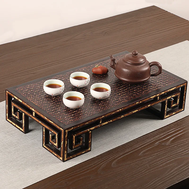 Bamboo home bamboo tea tray simple dry brewing table Chinese retro Zen Bogu rack tea set tea ceremony accessories