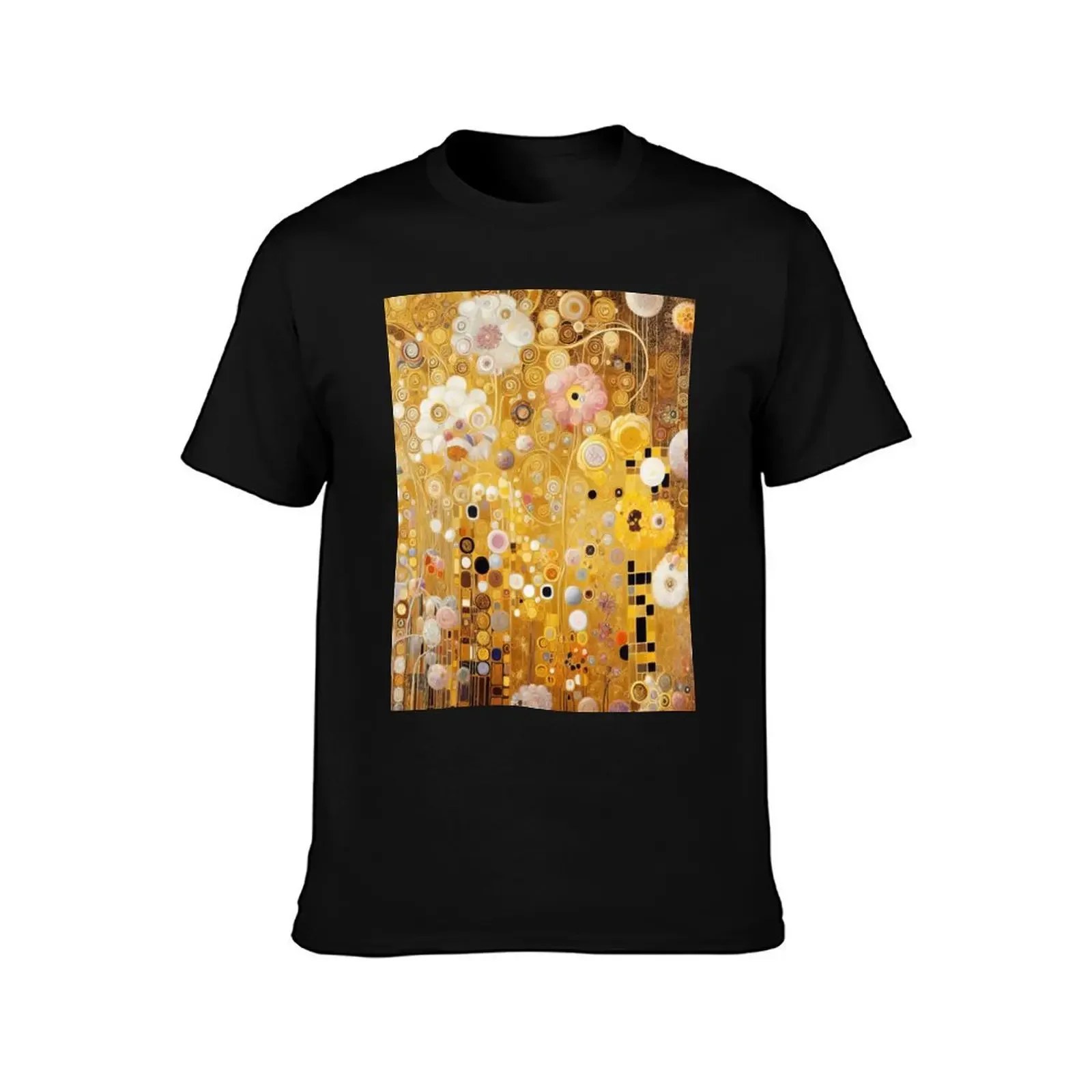 Gustav Klimt Flowers with Gold T-Shirt football t shirt fashion shirts quick-drying mens designer clothes