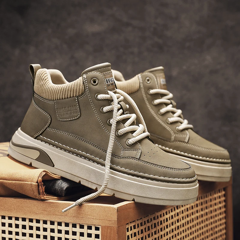 Shoes Designers Men Sneakers Men Boots Big Sole Anti Slip and Wear-resistant Fashionable Casual Board Shoes Retro British Style