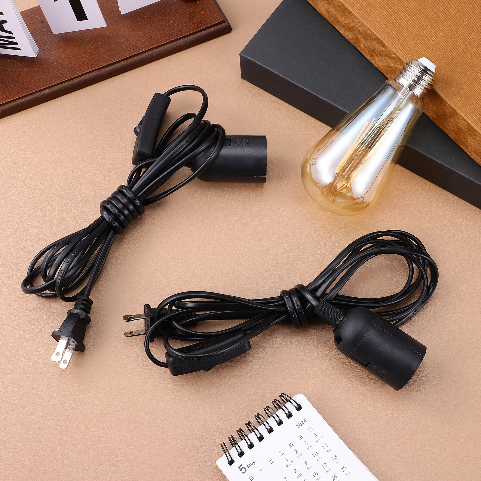 

2 pcs Lamp Socket With Cord Light Bulb Base For Pendant Hanging Fixture 110V Us Plug Outdoor Indoor Use Switch Included Long