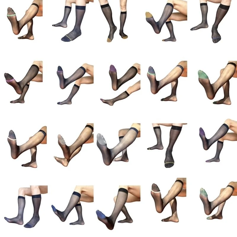 

N1HE Men's Formal Knee Length Socks Nylon Dress Socks for Professional Gatherings