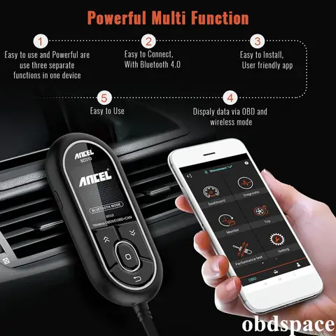 OBD2 Scanner/Auto meter Gauge /Diagnostic Tools 3-in-1 Ancel BD310 for Bluetooth 4.0  support IOS/Android HUD On-board computer