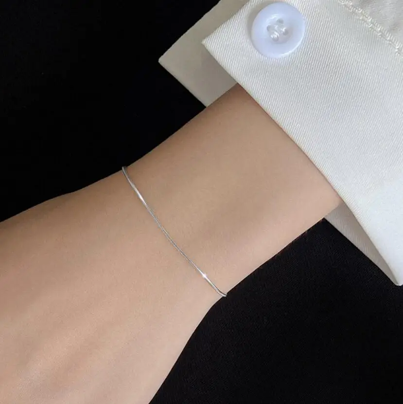 Bracelet à breloques minimaliste pour femme, argent regardé 925 véritable, fin, salle Sophia, fête de mariage, cadeau de bijoux, mode