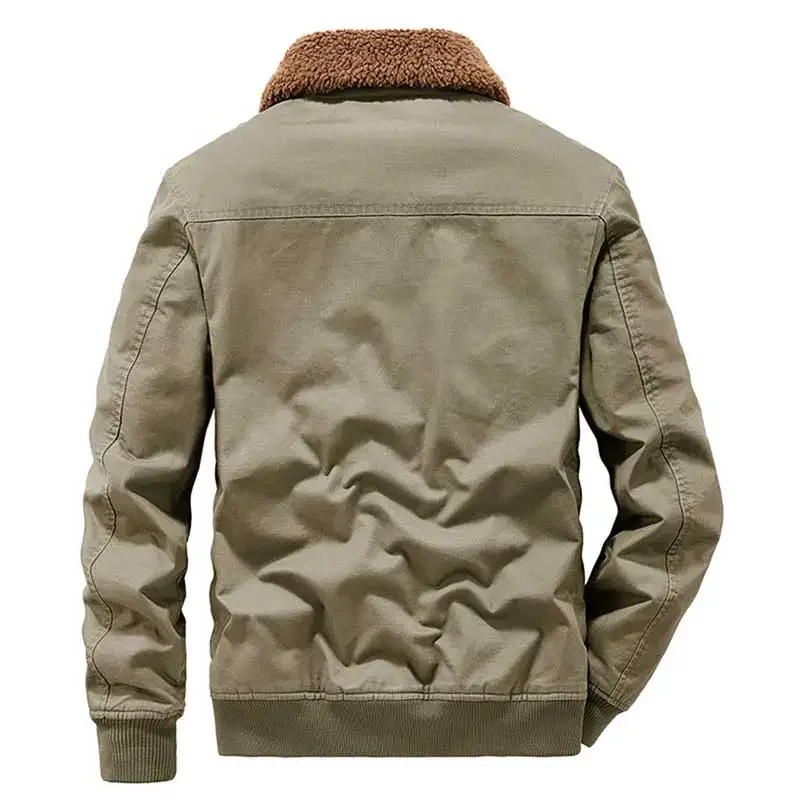 Jaqueta militar à prova de vento masculina, casaco de pelúcia casual, moda masculina, parka quente, tamanho grande, 4XL, inverno