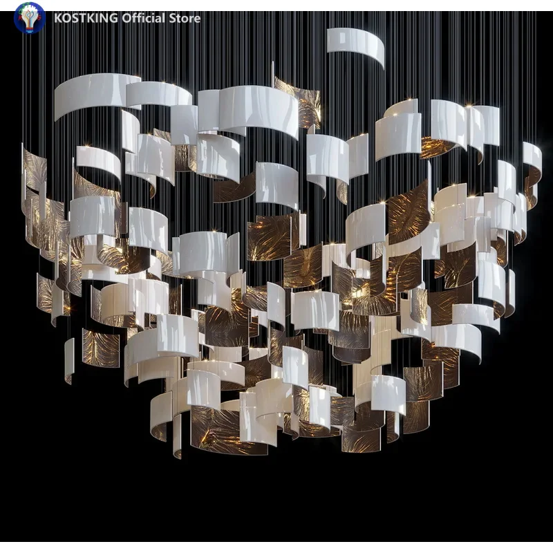 Customer Arching Square Flakes Chandelier Light Handmade Electroplate Iron Pendant Lightings