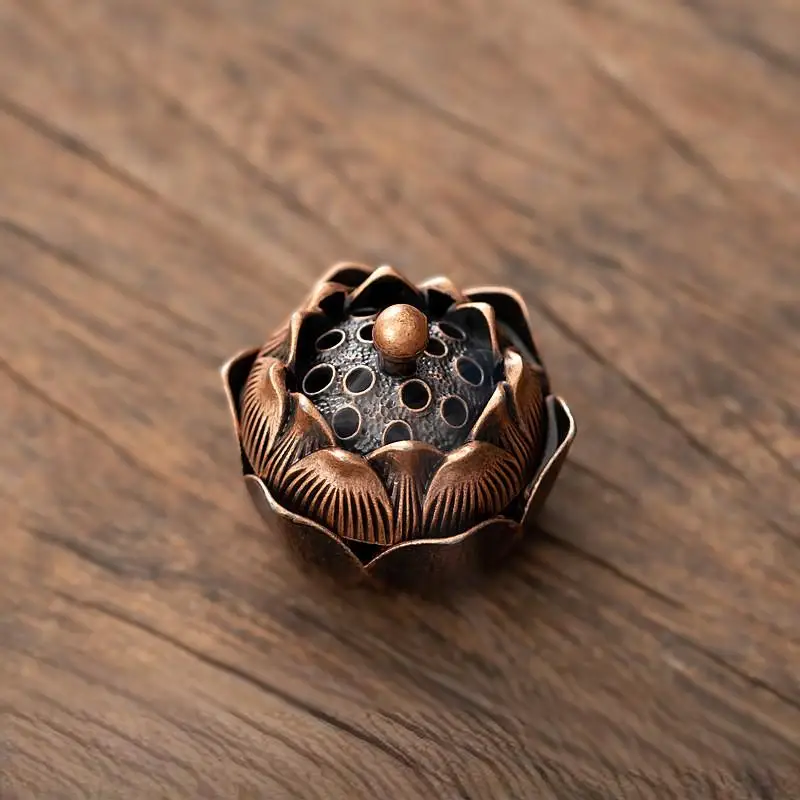 A new Chinese style fingertip lotus stove - red copper incense burner