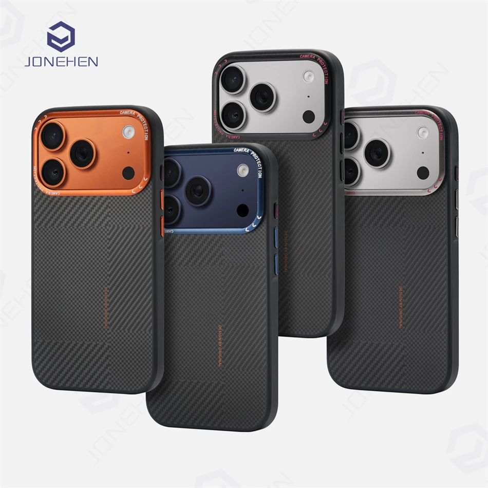 Texture mate en Fiber de carbone pour étui Magsafe pour iPhone 17 16 15 14 Pro Max 17Air, lentille en alliage, antichoc, cadre en Silicone souple