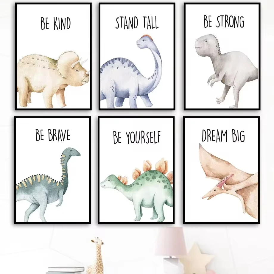 Cartoon Dinosaur Triceratops Pterosaur Wall Art Canvas Painting Nordic Posters And Prints Wall Picture Baby Kids Room Home Decor