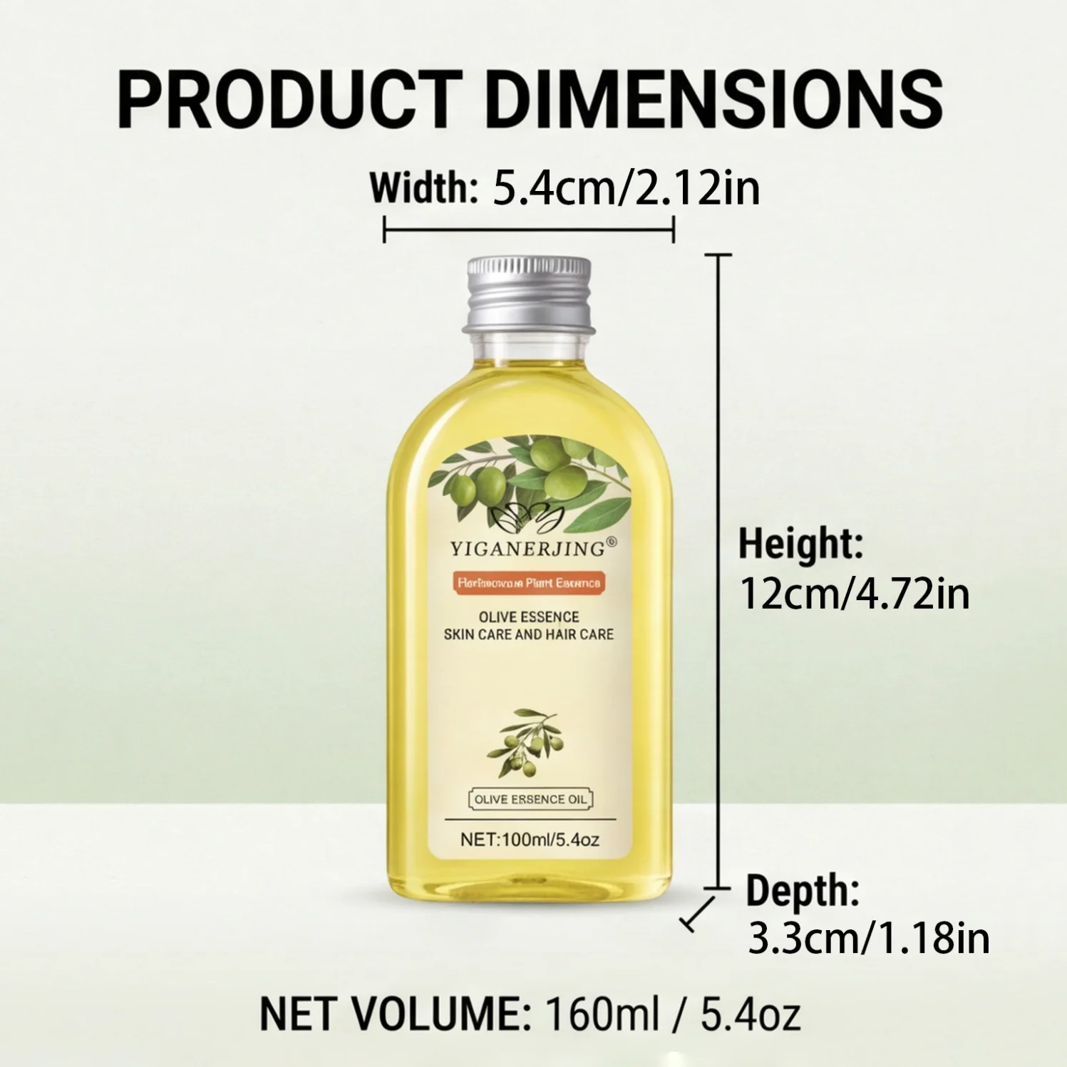 1/2pcs YIGANERJING Olive Oil, Natural Olive Extract, Light Texture, Can Be Applied To Hair & Body, Moisturizing And Nourishing