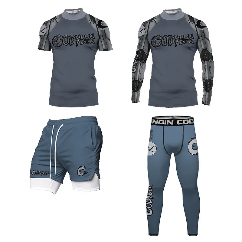 Fitness Sportswear Gym Clothing Men's MMA BJJ Muay Thai Rashguard Training Workout Running Tracksuit Basketball Boxing Jersey