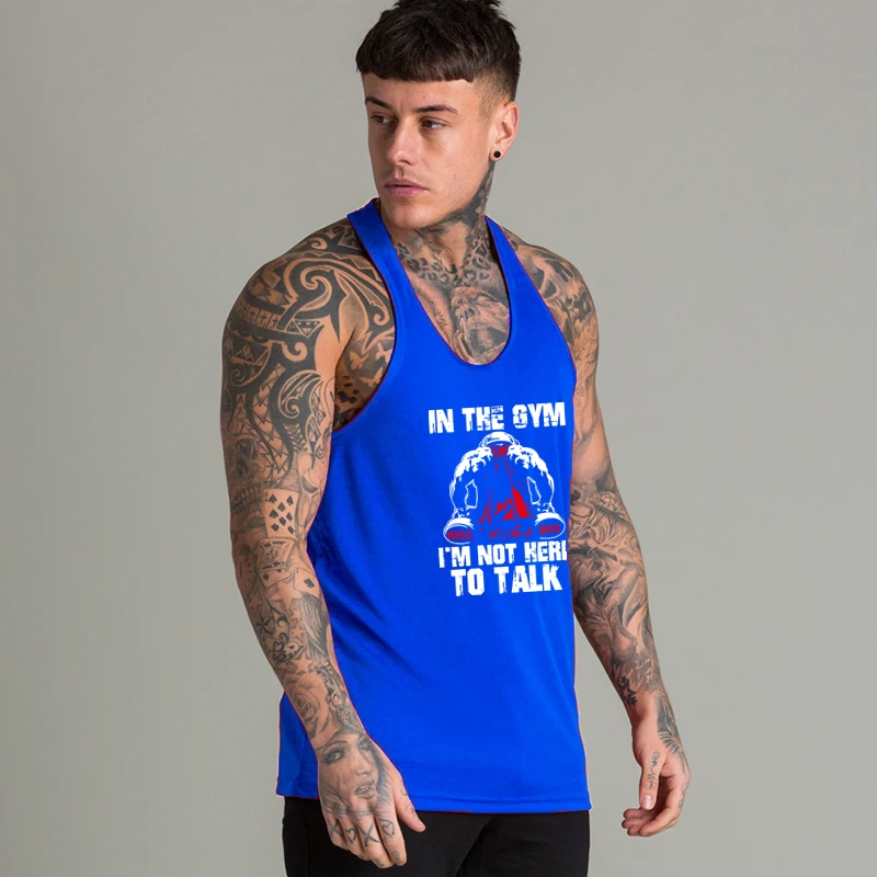 Men's Bodybuilding Gym Tank Tops Muscle Sleeveless Fitness Shirts Stringer Workout Vest Athletic Training Cotton Sportswear