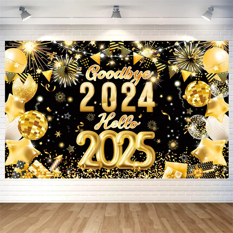 2025 Happy New Year Backdrops for Christmas Photography Decor Background Fireworks Celebrate Party Family Poster Photo Studio