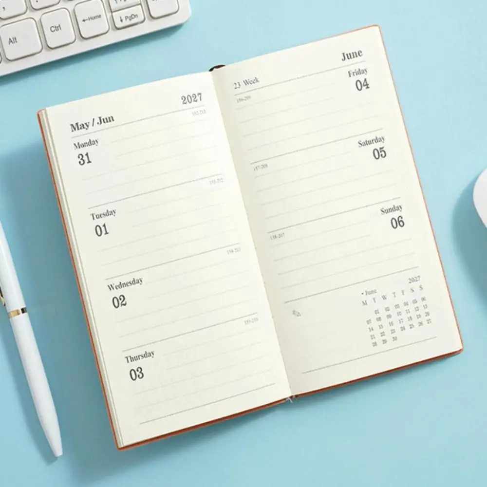 Pocket Design 2027 A6 Planner Notebook Premium Thick Paper Smooth Writing Surface Daily Weekly Journal Portable Lightweight