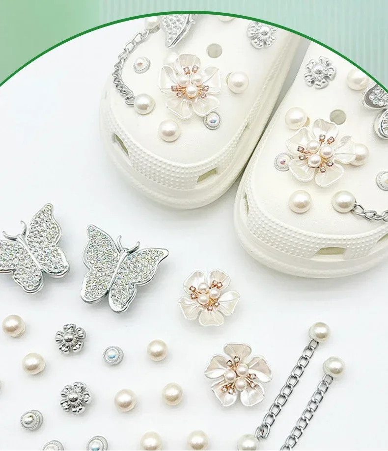 Modisches DIY Schuhblumen-Set Schuhschmuck Schmetterling Perlenblume Abnehmbare Kettenschnalle Kreative Schuhdekoration – Detail 1