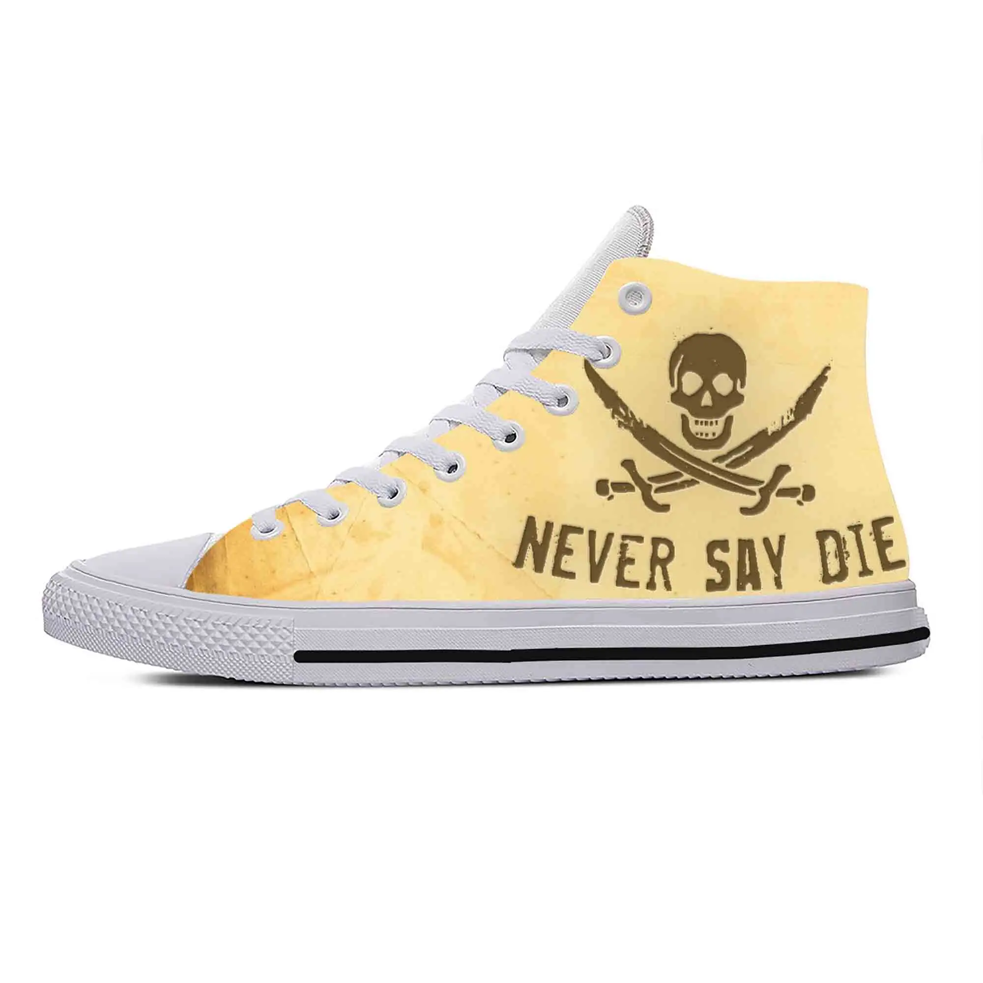 Die Skull Say Pirate Never Gothic Skull Goonies Casual Cloth Shoes High Top Comfortable Breathable 3D Print Men Women Sneakers