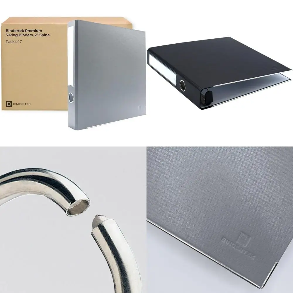 Premium 3-Ring Binders, 7-Pack, Light Gray, 2 Spine, 325-Sheet Capacity, 1.25 D-Rings, Linen-Textured, Heavy-Duty Organization
