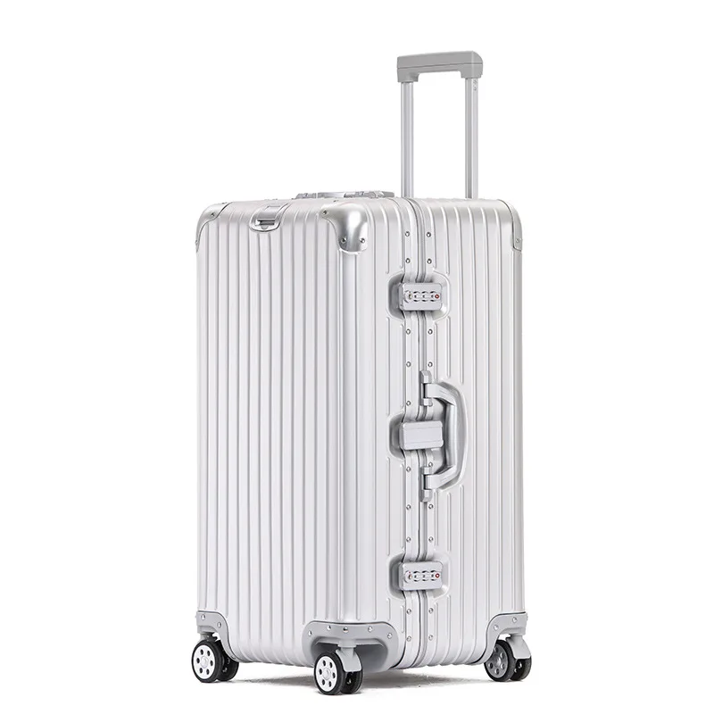 Large capacity all-aluminum magnesium alloy suitcase, sports thickened suitcase, men's and women's metal checked bags 32 inches