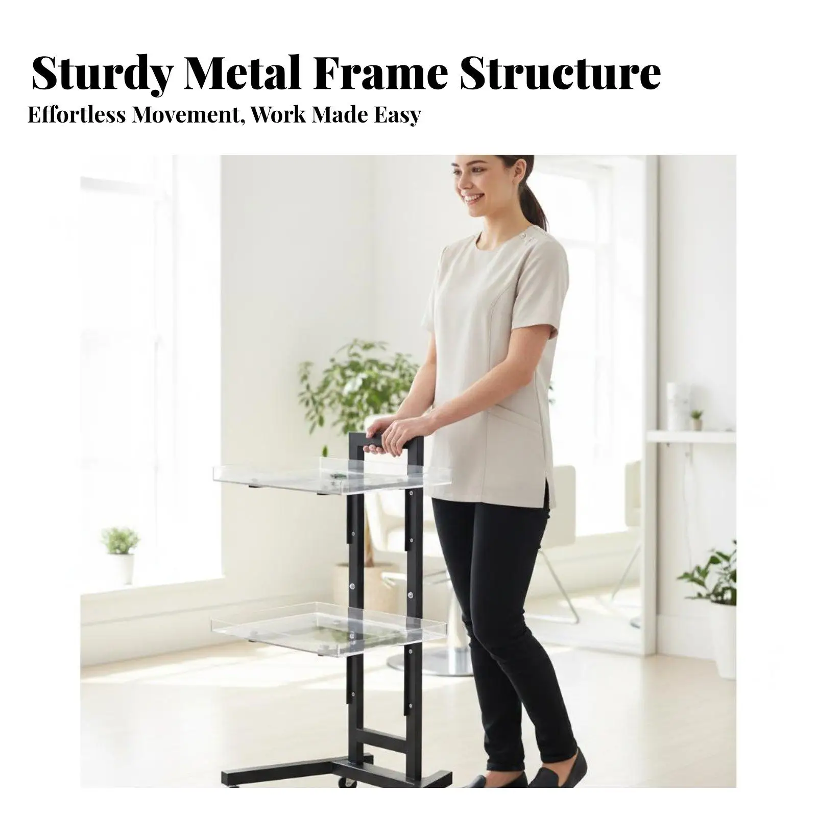 Space Saving Folding Steel Cart Beauty Salon Tool Trolley Mobile Organizer for Hair Stylist and Spa