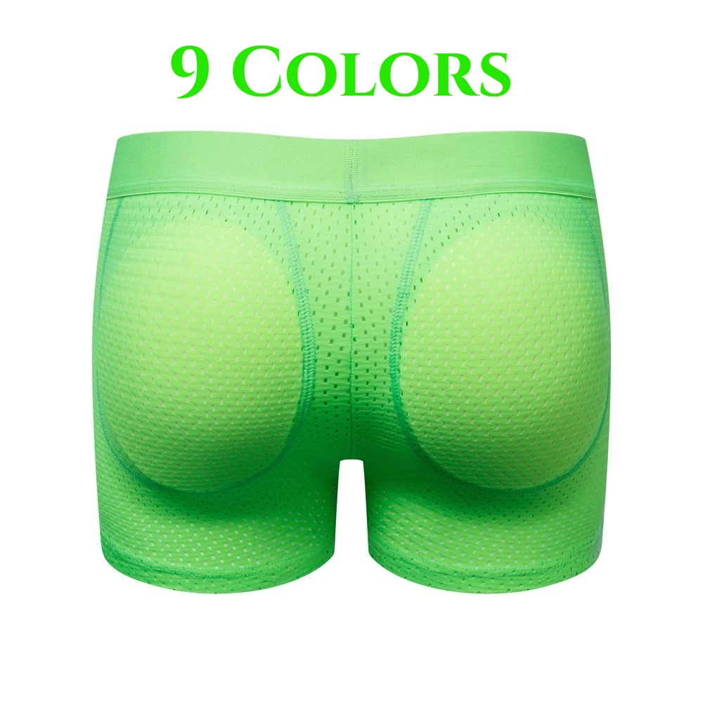 

Jockmail Calzoncillos Hombre Long Mesh Hip Lift Man Boxer Briefs with Padded Sponge for Hip Enhancement and Fake Buttocks