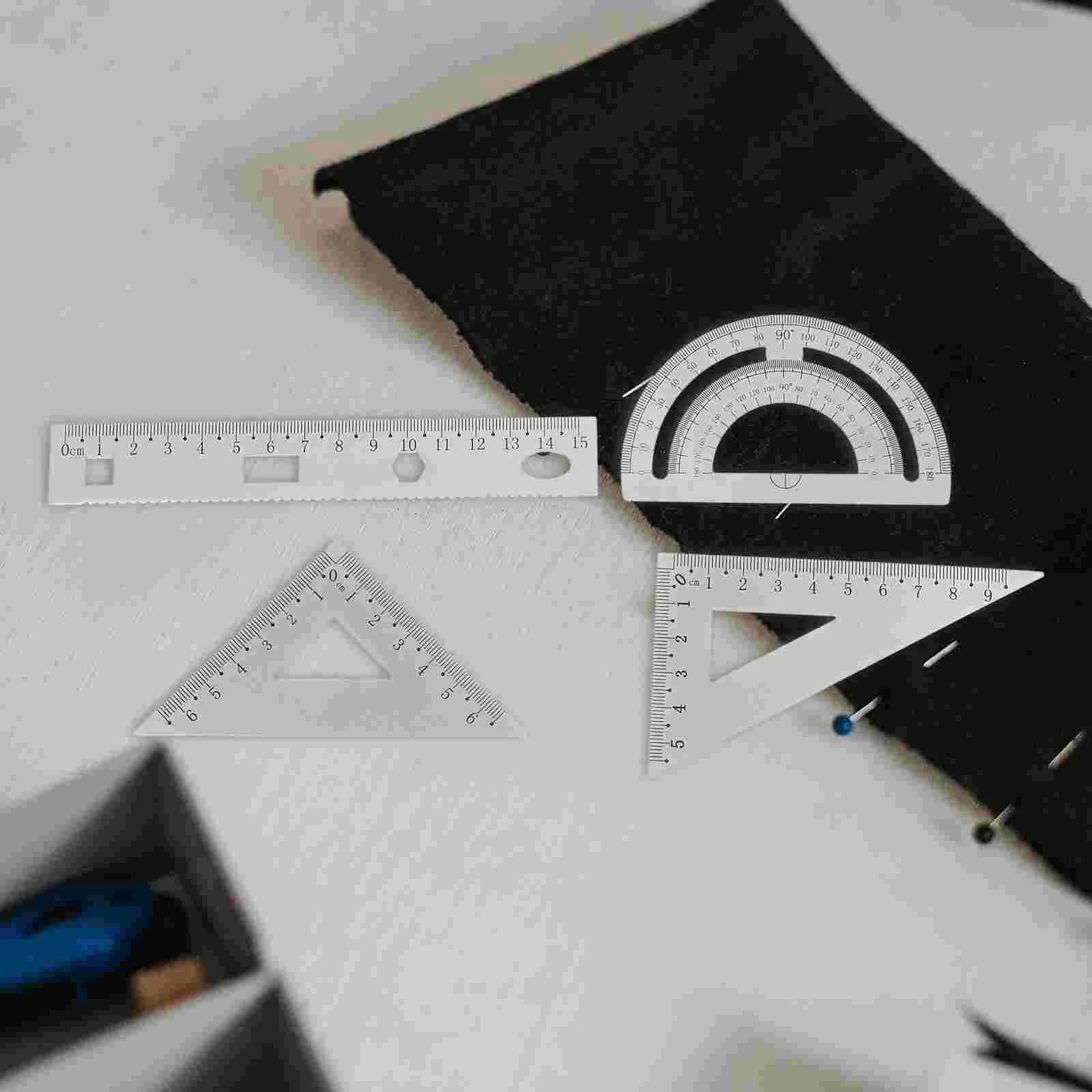 Stationary for Kids Ruler Protractor Triangle Plate Suite Stainless Steel Office Child