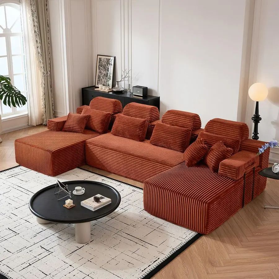 

141 Boneless Couch with Reversible Chaise, U Shaped Sectional Couches for Living Room, Modular Sectional Sofa, 28 Deep Seat Sofa