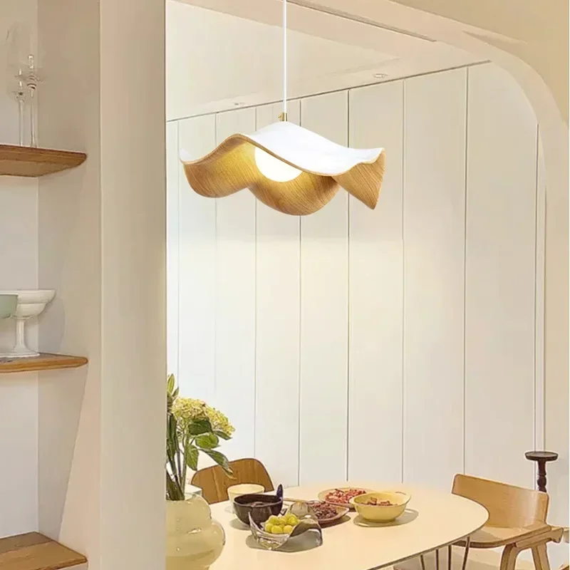 W2557 Cream Style Bedroom Living Room Decoration Ceiling Pendant Lamp Nordic Minimalist Flower Light Wabi Sabi Dining Table Chan