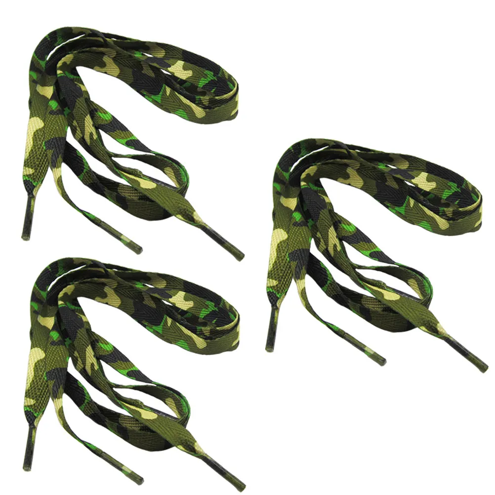 

3 пары полиэстеровых шнурков с камуфляжным узором, стильные, с необычным принтом, плоские, для кроссовок и спортивной обуви, сменные шнурки