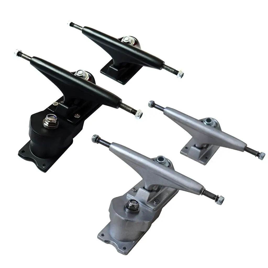 زوج واحد من شاحنات لوح التزلج مقاس 6.25 بوصة باللون الأسود/الفضي (شاحنتان) أجهزة تركيب البطانات لسطح اللوح الطويلة