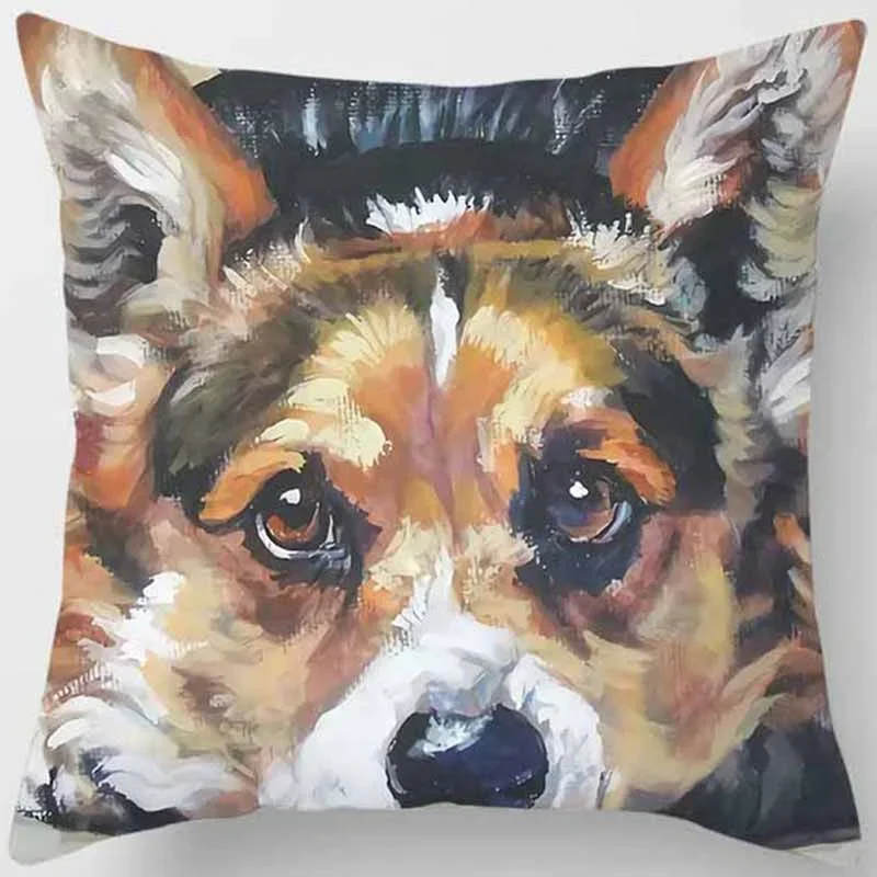 Various Cute Dog Pattern Printed Square Pillow Covers For Home Decor Car Sofa Cushion