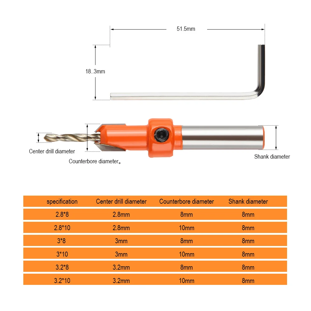 Realmote HSS Timber Woodworking Ti Countersink Drill Bit Set Screw Cutter For Metal Wood Alloy Counterbore Drilling Tool