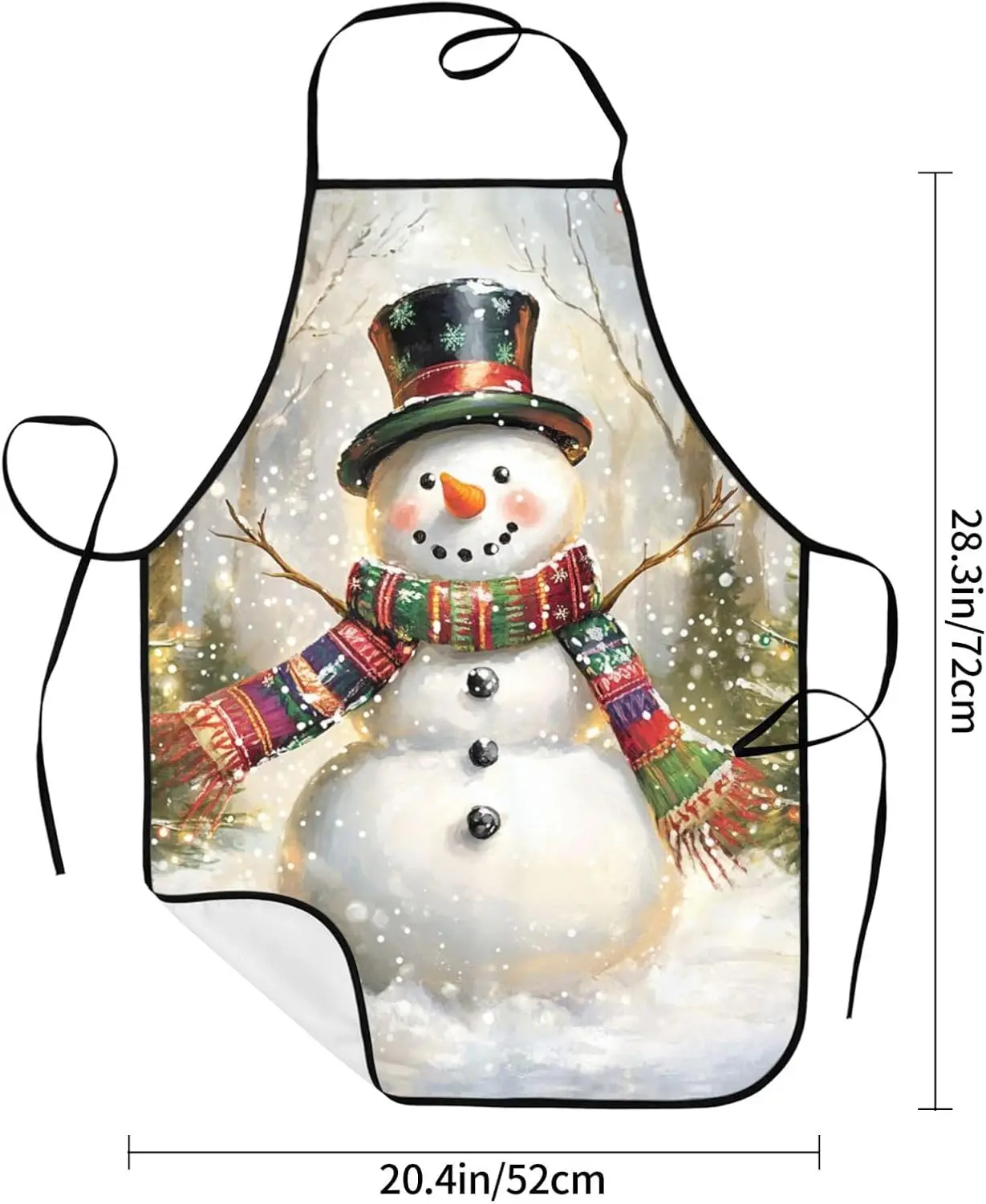 Merry Christmas Apron With Pockets Adjustable New Year Design Chef Aprons For Baking, Cooking, Crafting, Sewing