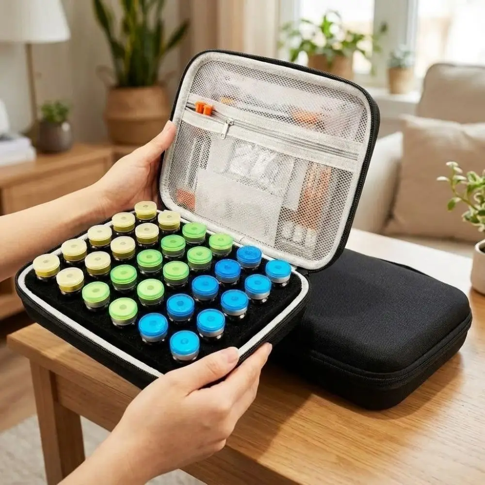 30 Slots Insulin Vial Storage Case Foam Protective Handheld Insulin Protector Holder Shockproof Large Capacity