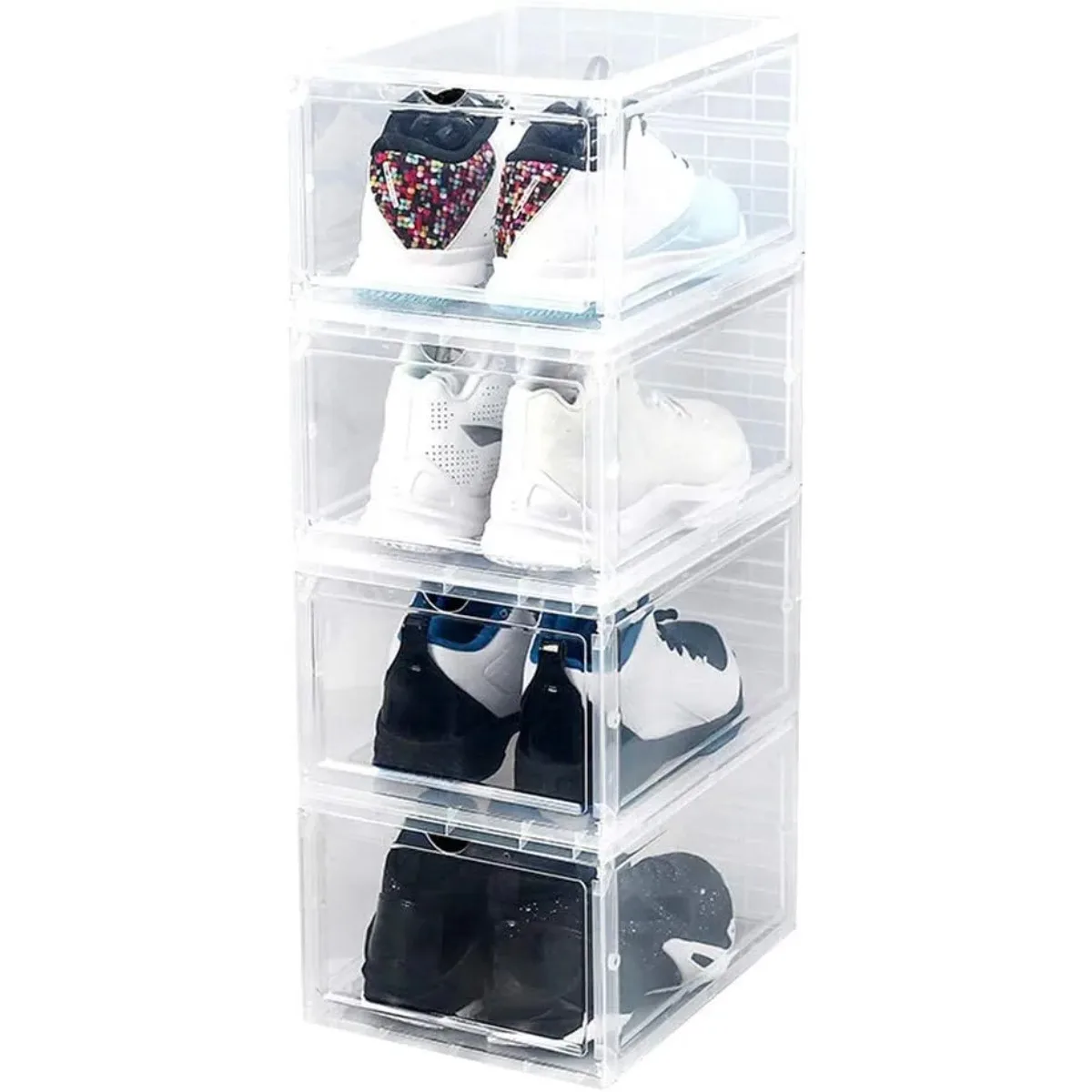 

Plastic shoebox Storage box organizer Transparent acrylic display cabinet set of 4 pieces