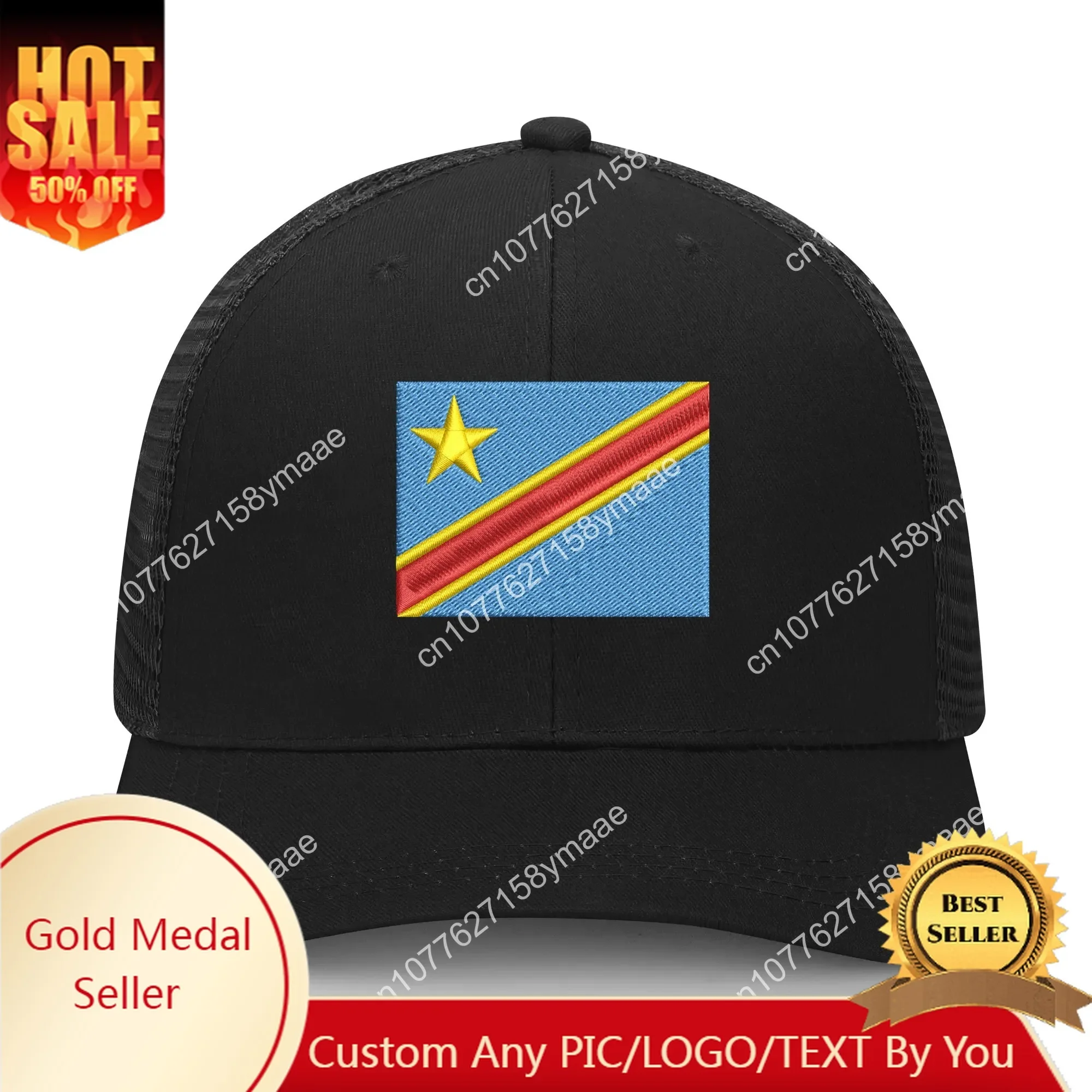 

Congo Flag Embroidery Hat Mens Womens Sports Baseball Hat Breathable Mesh Summer Sun Visor Headwear Custom Made Caps Logo