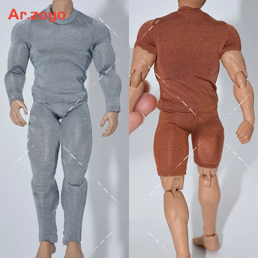 1/12 Men Soldier T Shirt Vest Boxer Briefs Soft Sexy Shorts Underpants Long Pants Bottom Shirt For 6'' Action Figure Body Dolls