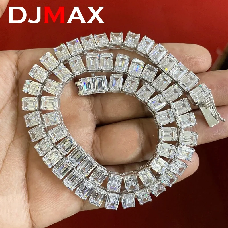 2024 DJMAX Unisex Moissanite Tennis Chain For Women Original 925 Sterling Silver Man's Emerald Moissanite Bracelet Chain Hip hop