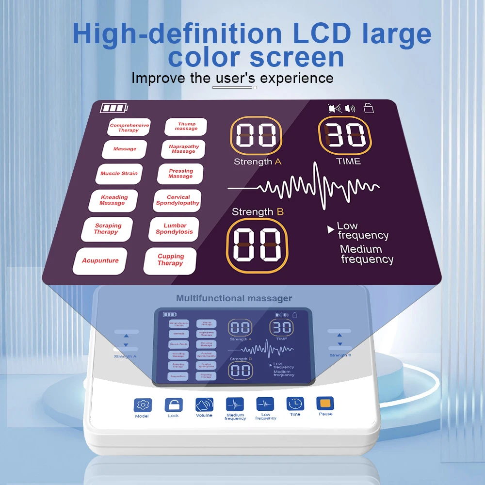 Masajeador de baja frecuencia Ems de 30 niveles de intensidad, aparato de mioestimulación, máquina TENS, Estimulador muscular, dispositivo de pulso electrónico