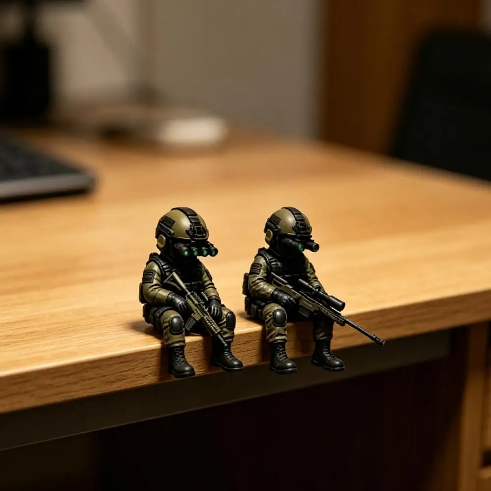 Estatua Decorativa de Soldado Sentado, Escultura de Fuerzas Especiales Armadas, Modelo Coleccionable de Soldado Militar