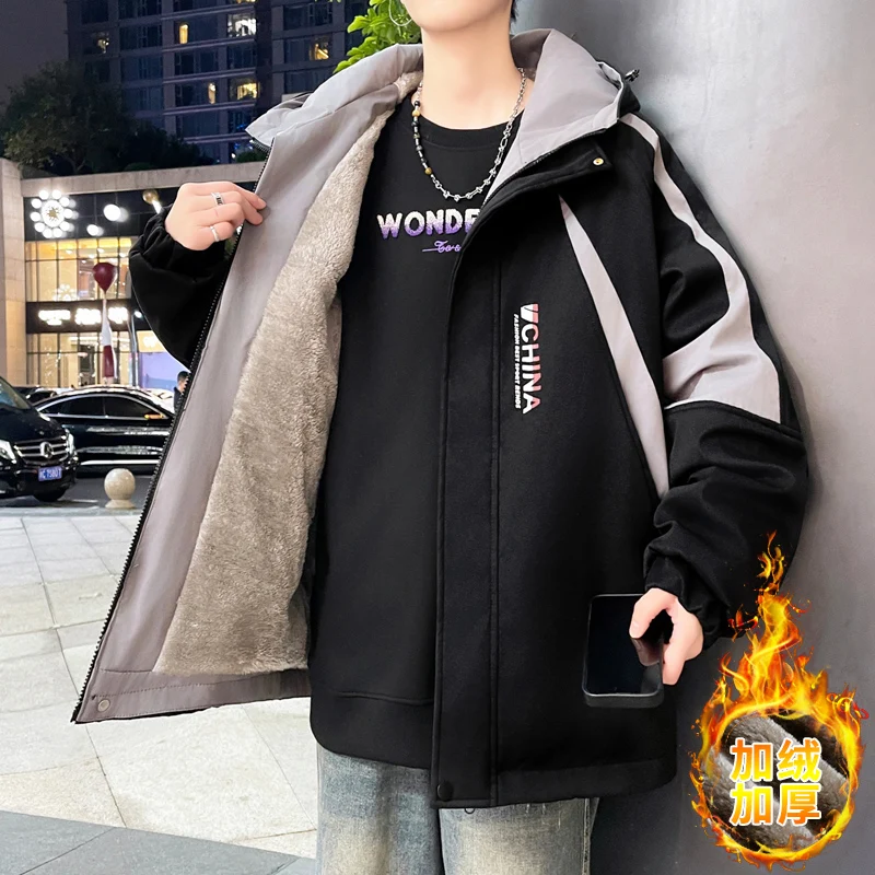 2026 Autumn-Winter New Men's Jacket - Thickened with Filling, Trendy Color Combination, Stylish and Warm Coat
