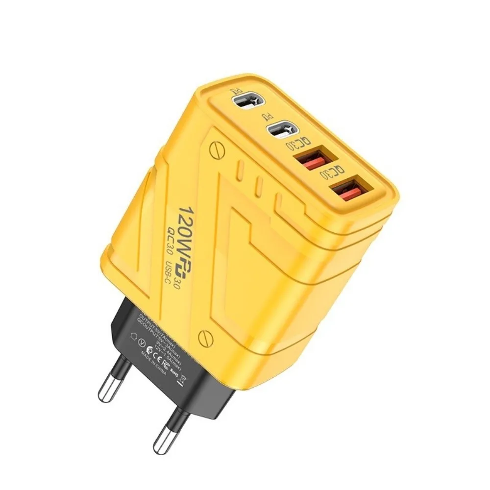 

USB A+C 120W Charger Plug 4 Ports EU/US/UK Phone Charger Adapter PD QC3.0 Fast Charging USB C Charger for iPhone//Samsung