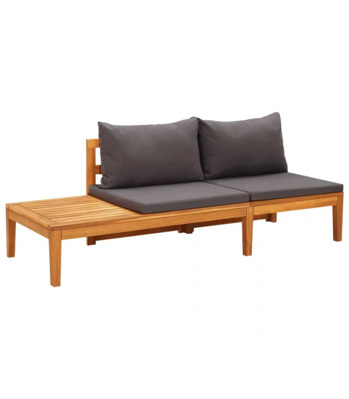 Modular outdoor sofas garden bench and cushions table dark gray solid wood acacia