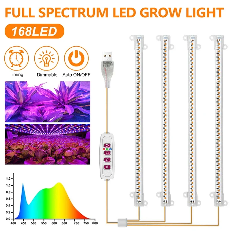 Full Spectrum Hydroponics Growing Lamps, LED Timing, USB Lights for Succulent Flowers, Seedling Plant Supplies